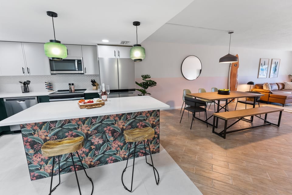 Stylish kitchen island seats two