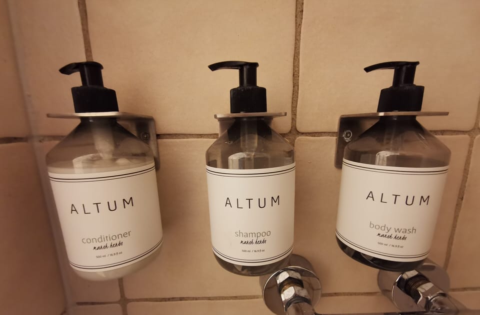 Free toiletries, hair dryer, towels, soap