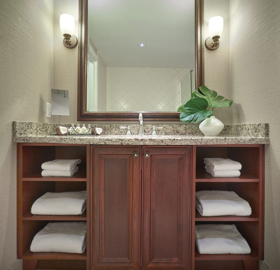 Separate tub and shower, hydromassage showerhead, free toiletries