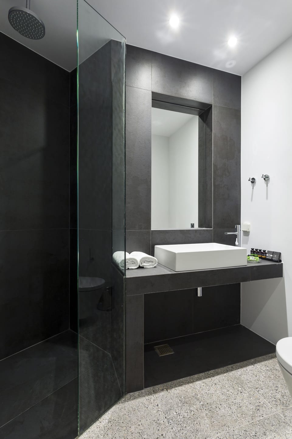Grand Suite | Bathroom | Shower, rainfall showerhead, designer toiletries, hair dryer