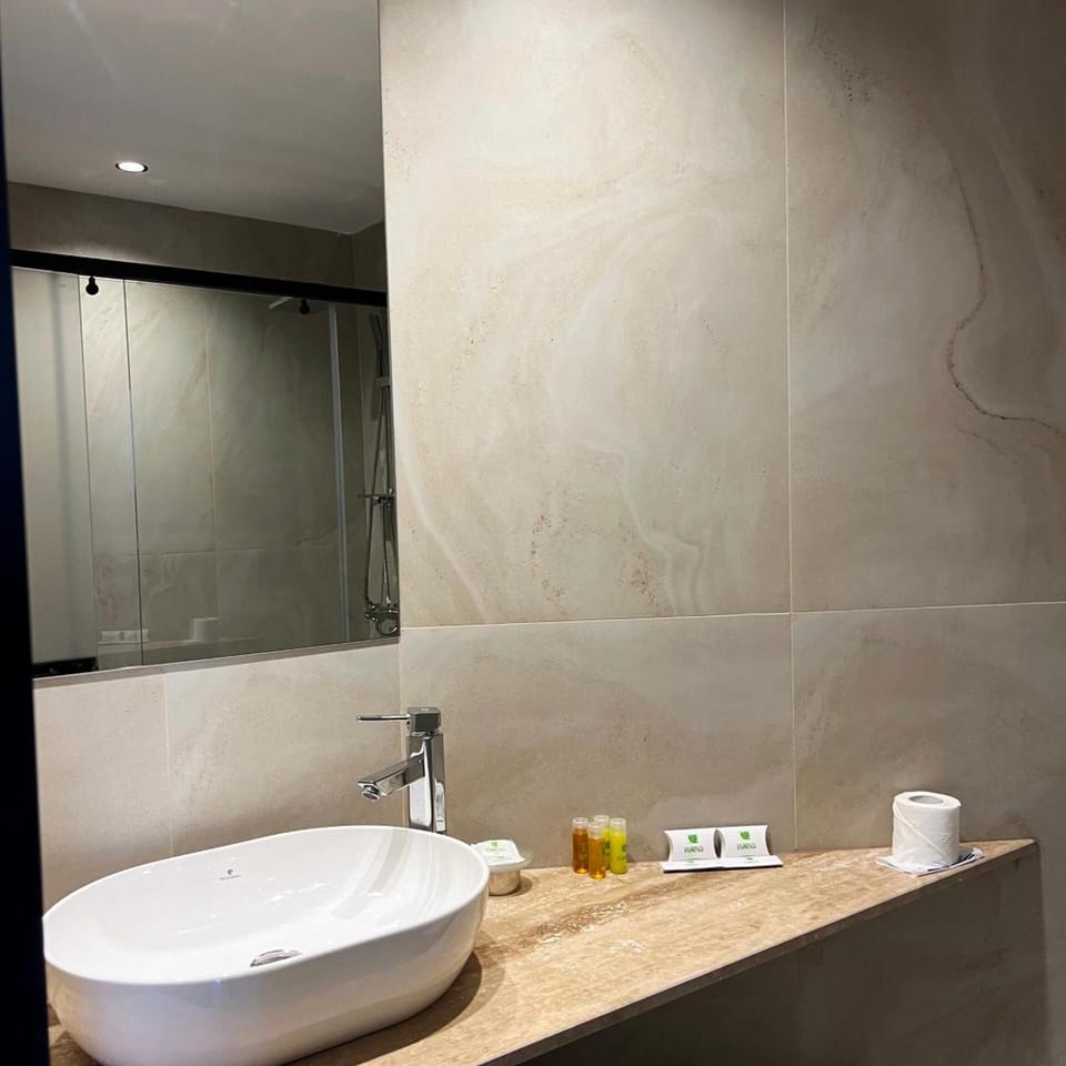 Bathroom | Shower, free toiletries, hair dryer