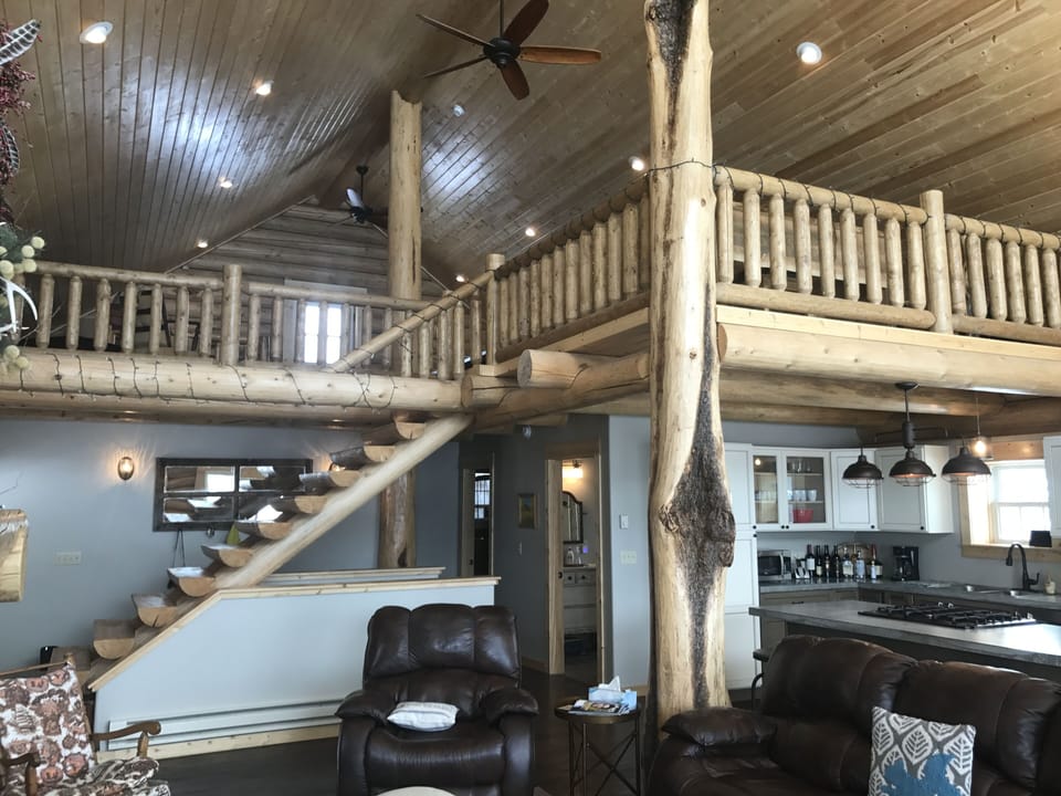 view of loft & kitchen