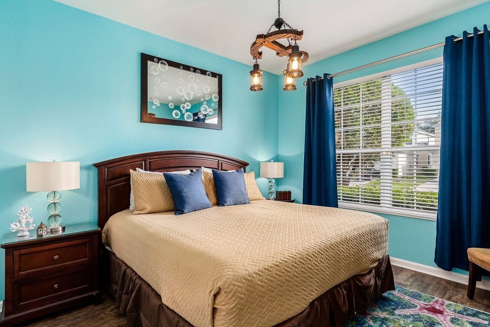 The master suite located on the second floor has a king bed and en-suite bathroom