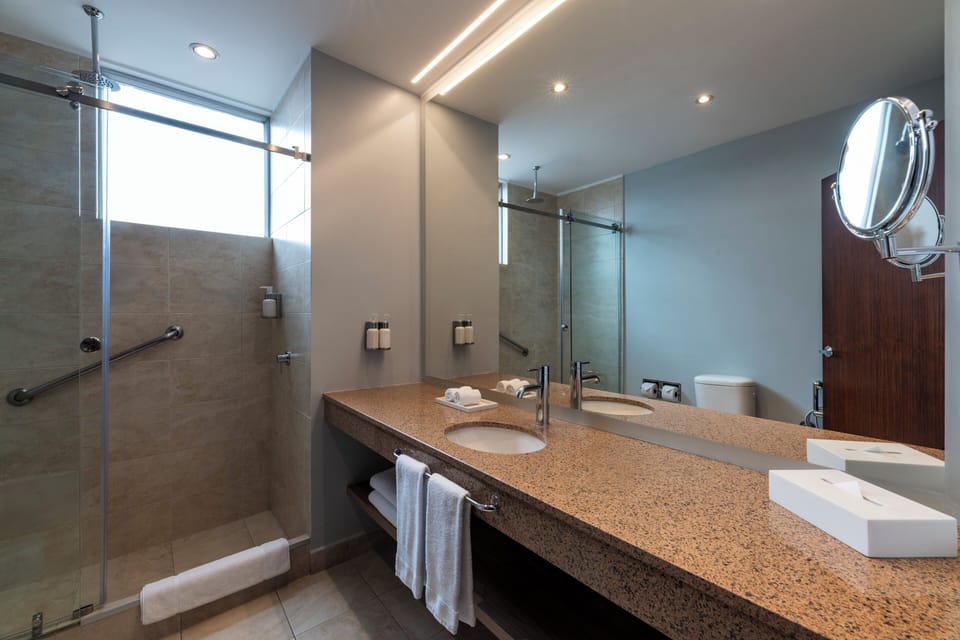 Suite, 1 King Bed | Bathroom | Shower, free toiletries, hair dryer, towels