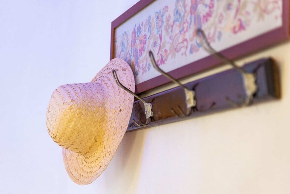 The bedroom has a double bed, modern mattress, air conditioning and ample storage space