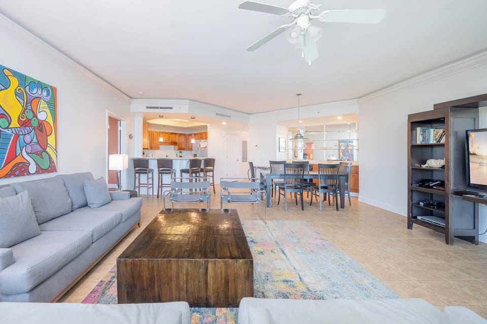 Gather in the spacious living area with a good movie, perfect for relaxation and connection