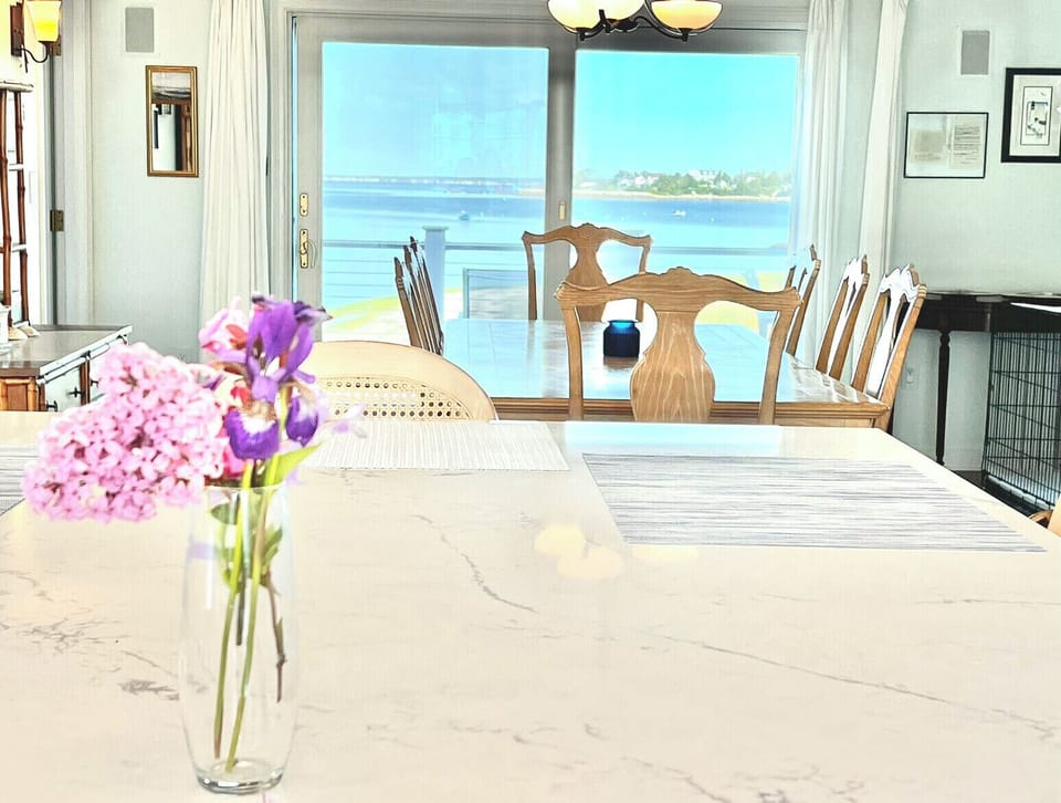 Island seats 5, Dining table with leaf seats 10 easily-Wonderful view for meals.