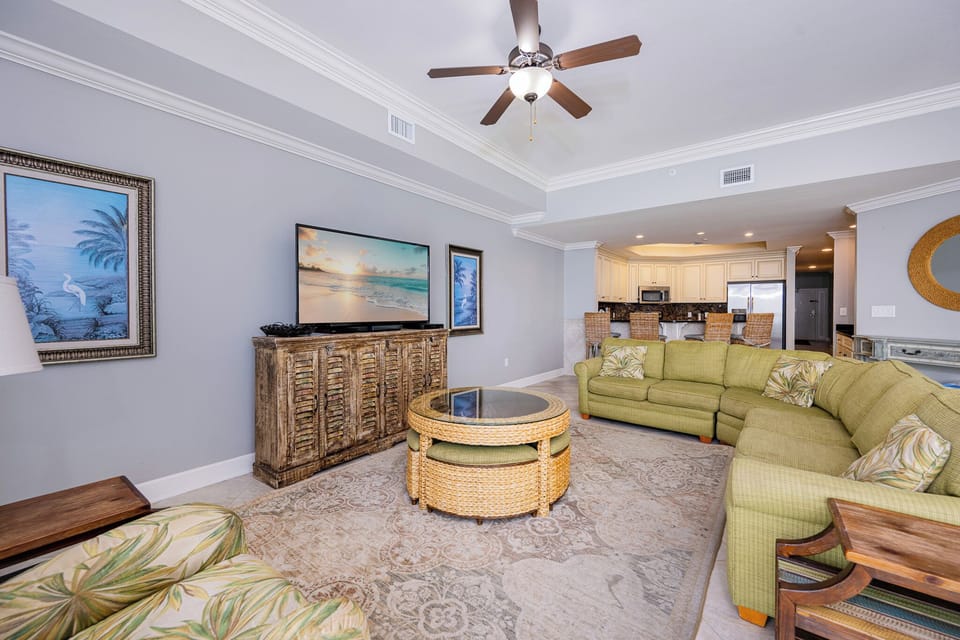 Immerse yourself in family fun while relaxing on the cozy sectional with a queen sleeper for movie night