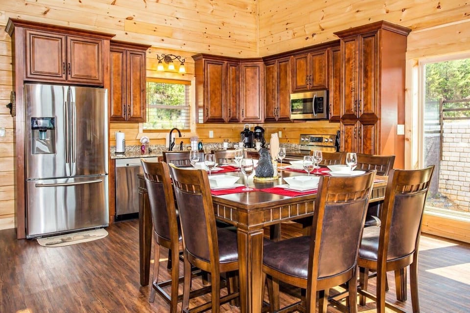 Cherry cabinets, stainless steel appliances, all the making for a gourmet meal!