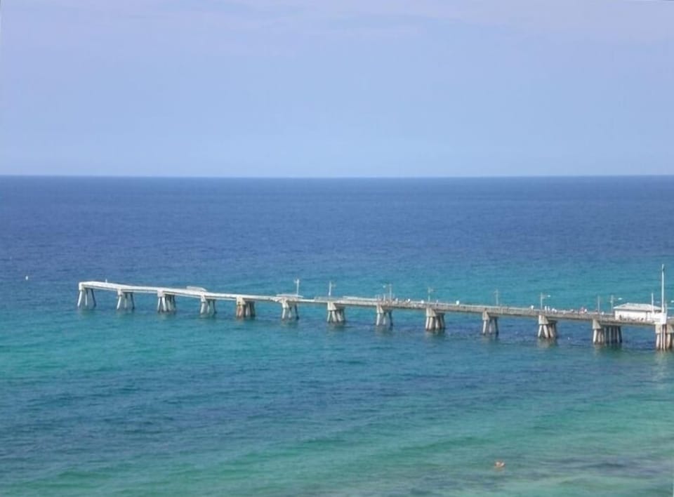 The view of the nearby city fishing pier from our balcony