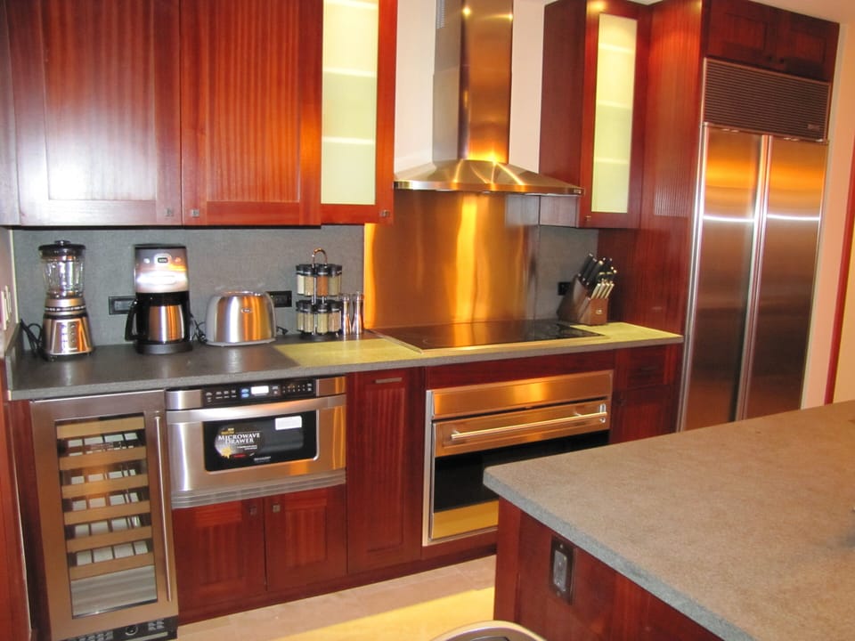 State-of-the-art kitchen with stainless appliances and wine cooler