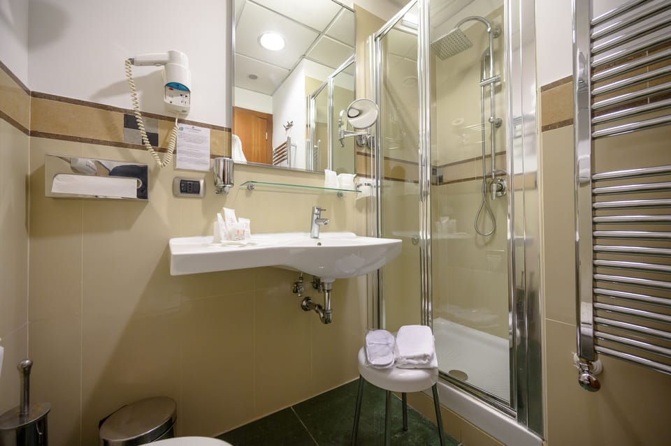 Free toiletries, hair dryer, bidet, towels