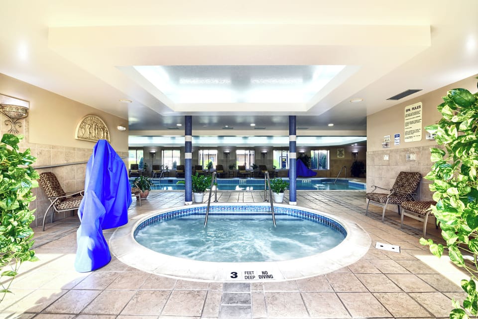 Indoor pool, open 10 AM to 8 PM, sun loungers