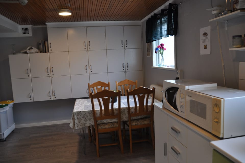 Full-size fridge, microwave, oven, dishwasher