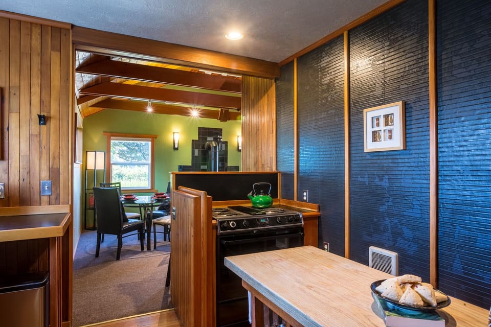 Kitchen opens up to the dining area.