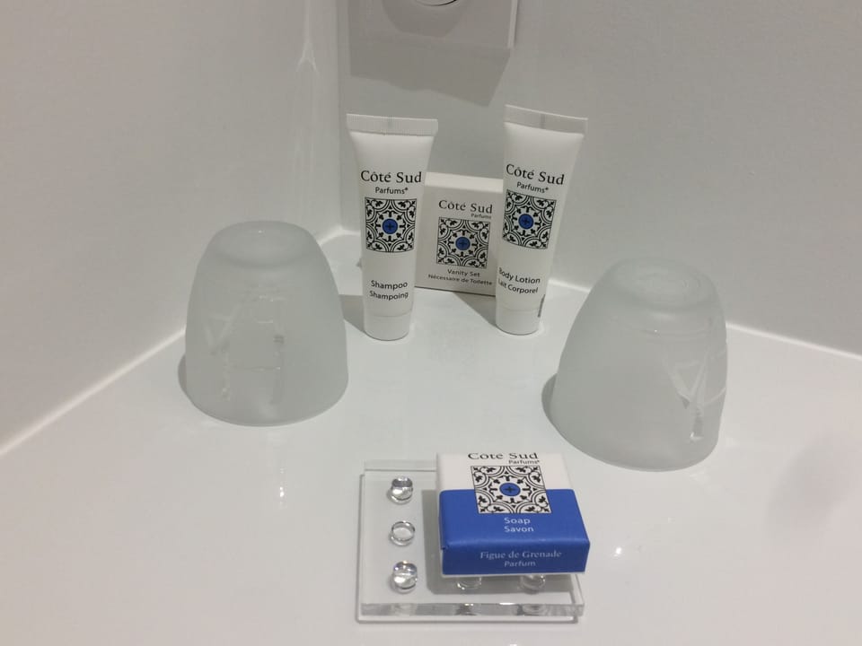 Free toiletries, hair dryer, towels