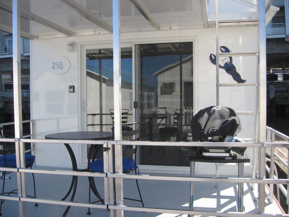 Gas grill and outdoor dining area