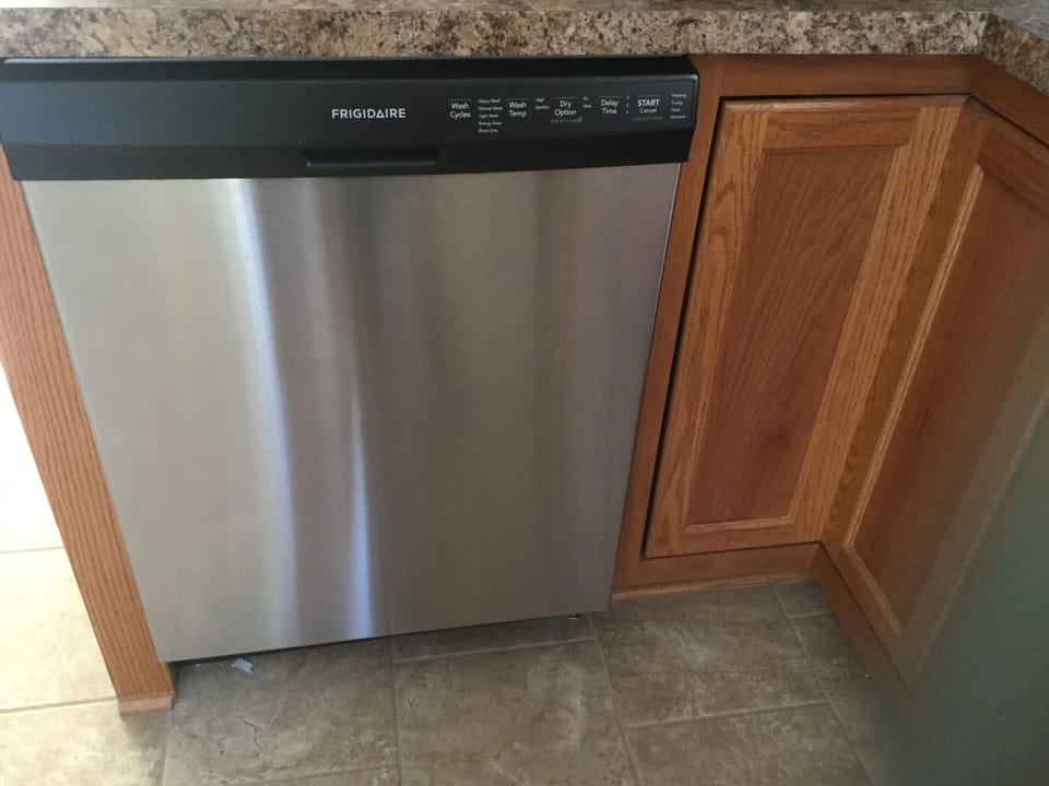 Bye by dirty dishes, check out our new stainless dishwasher!