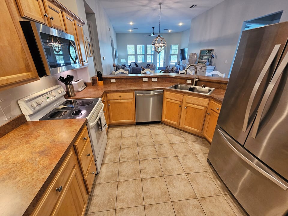Fully appointed kitchen with full size appliances, dishes, cookware, etc.