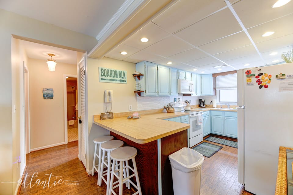 Fully equipped kitchen with Keurig and Mr. Coffee. 