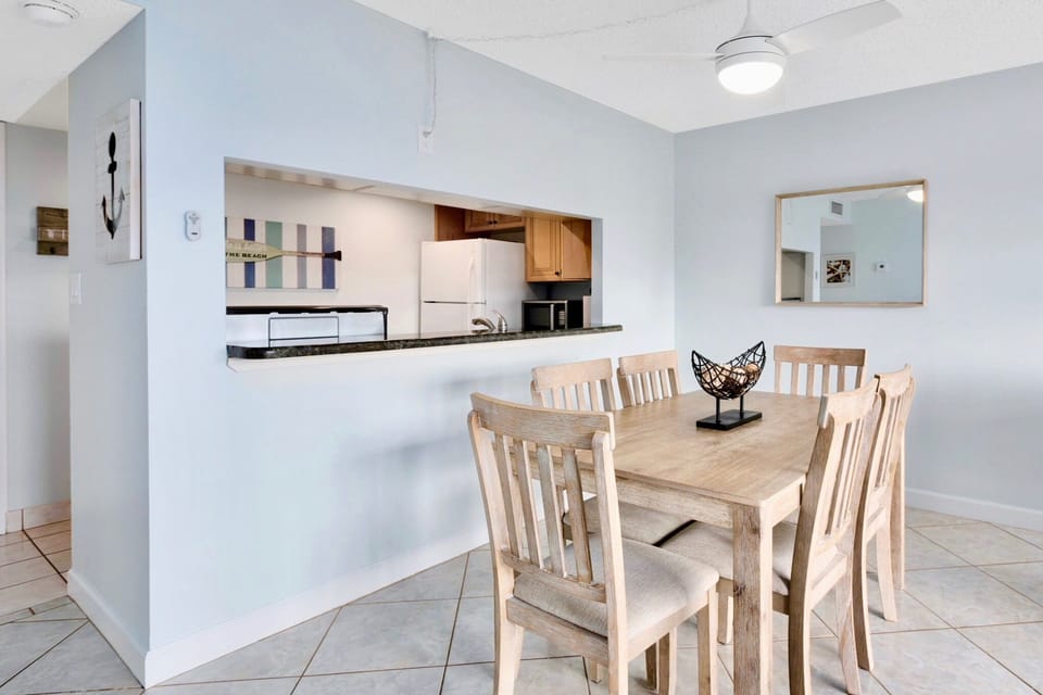 Dining area with seating for six.