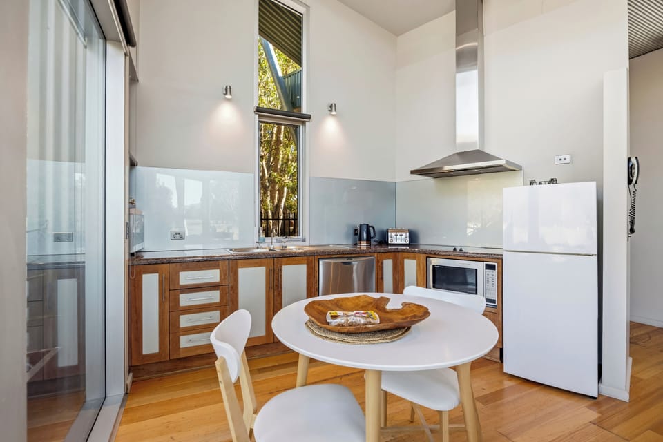 Luxury Chalet (Bushland Luxury Couples Retreat) | Private kitchen | Full-size fridge, microwave, oven, stovetop