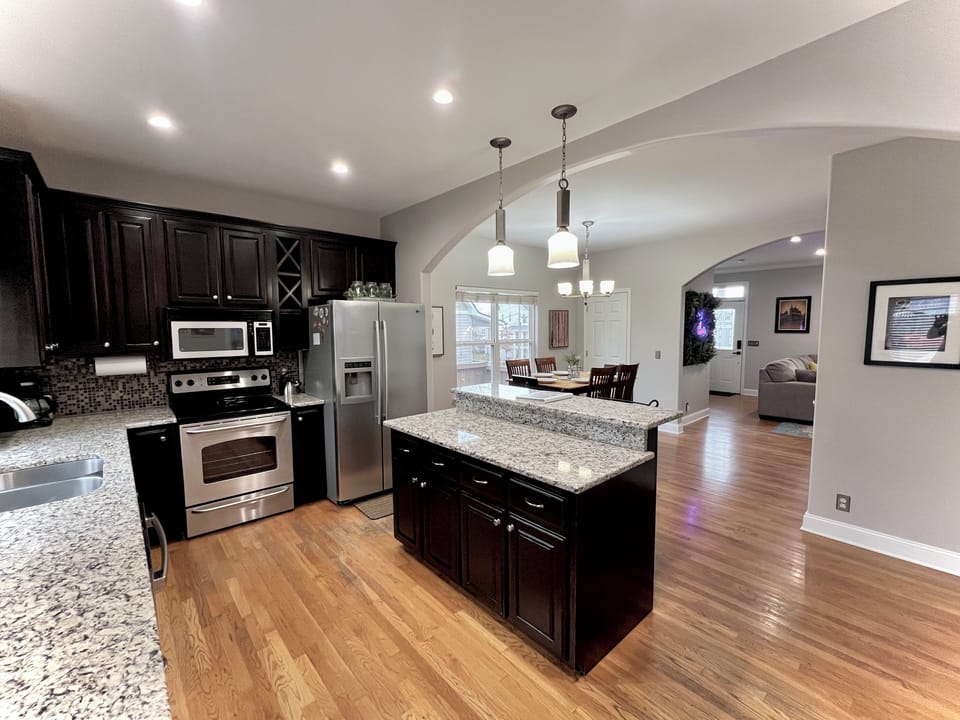 Large gourmet kitchen with plenty of supplies. Let us know if you need anything!