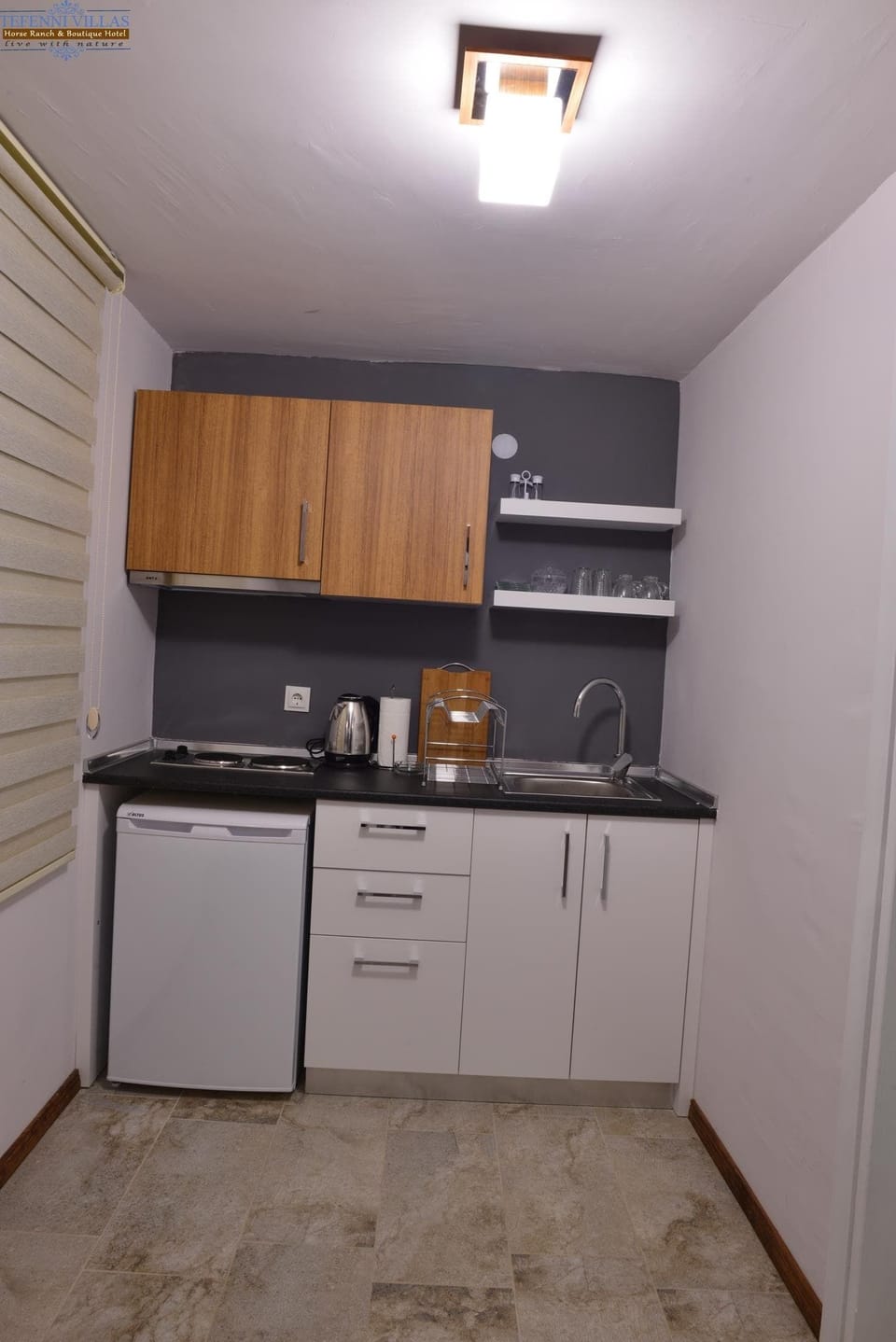 Deluxe Villa | Private kitchen | Fridge, stovetop, coffee/tea maker, electric kettle