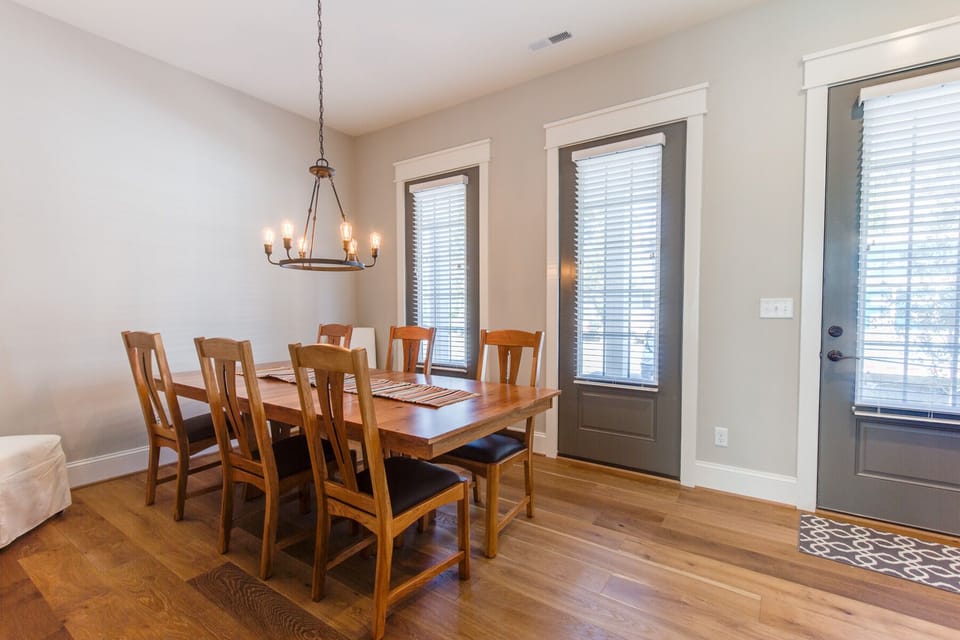 Dining Room with Front Door View