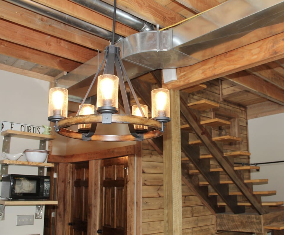 Rustic in design with a combination of repurposed and modern materials
