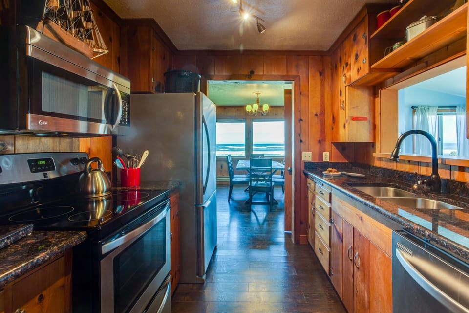 All the amenities, with space to work and stainless steel appliances.