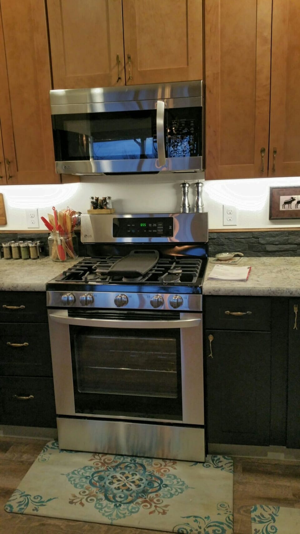 Kitchen with microwave