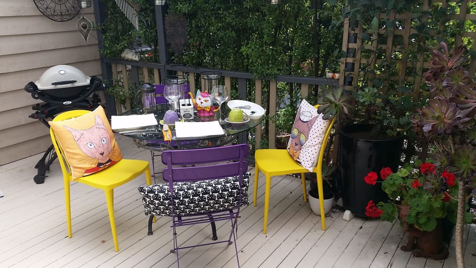 covered patio with Webber gas bbq