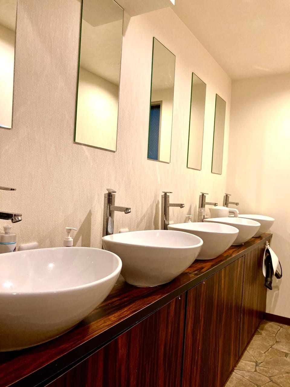 Hair dryer, slippers, bidet, towels