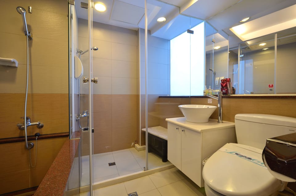 Hair dryer, slippers, electronic bidet, towels