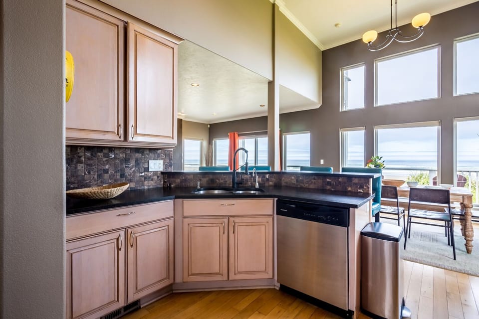 The cook can enjoy the views while preparing your favorite seafood.