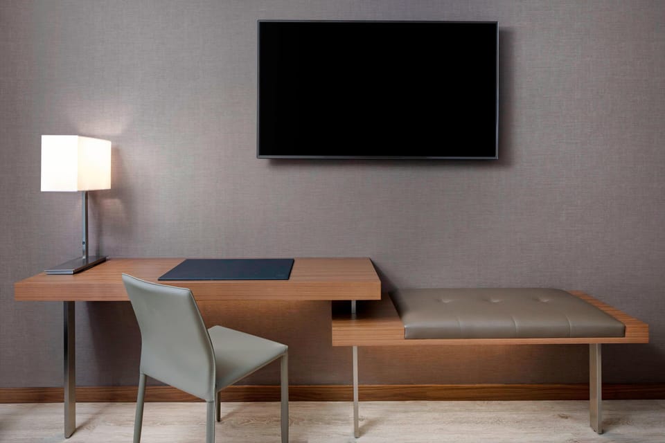 In-room safe, desk, laptop workspace, blackout drapes