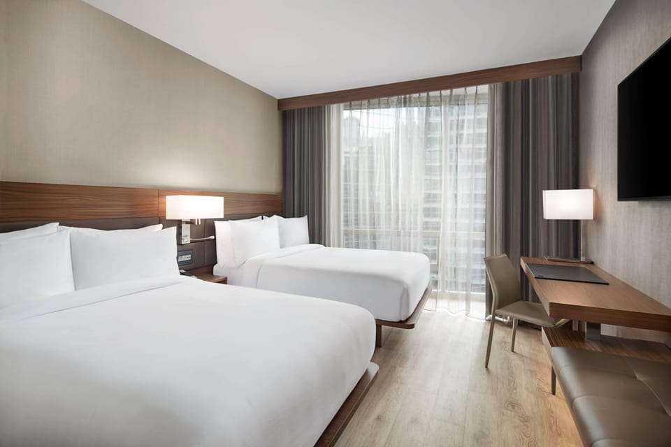 In-room safe, desk, laptop workspace, blackout drapes