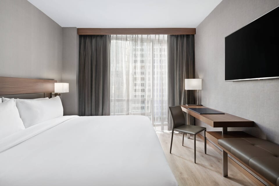 In-room safe, desk, laptop workspace, blackout drapes