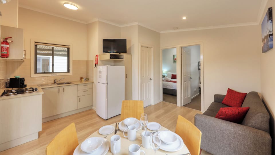 2 Bedroom Deluxe Cabin - Not Pet Friendly | Private kitchen | Fridge, microwave, stovetop, cookware/dishes/utensils