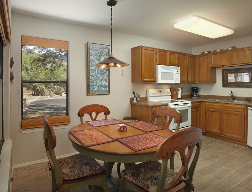 Fully stocked kitchen (photo shows old appliances- see photos w/ new stainless)