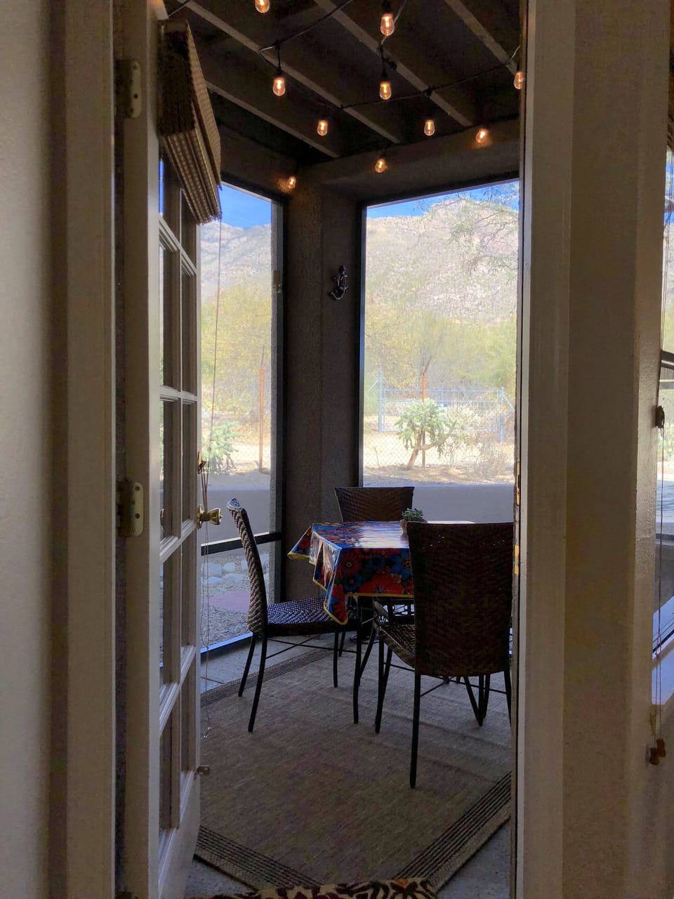 Private screened-in patio at edge of community, facing Catalina Mountains