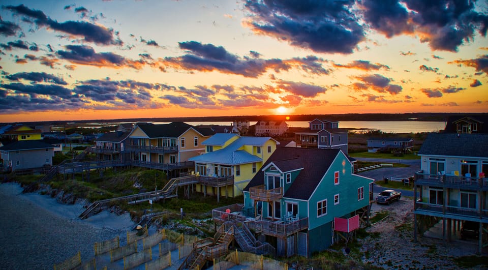 Beach aerial view from my drone at sunset.