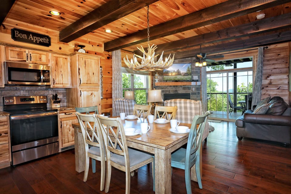 Open dining and living space