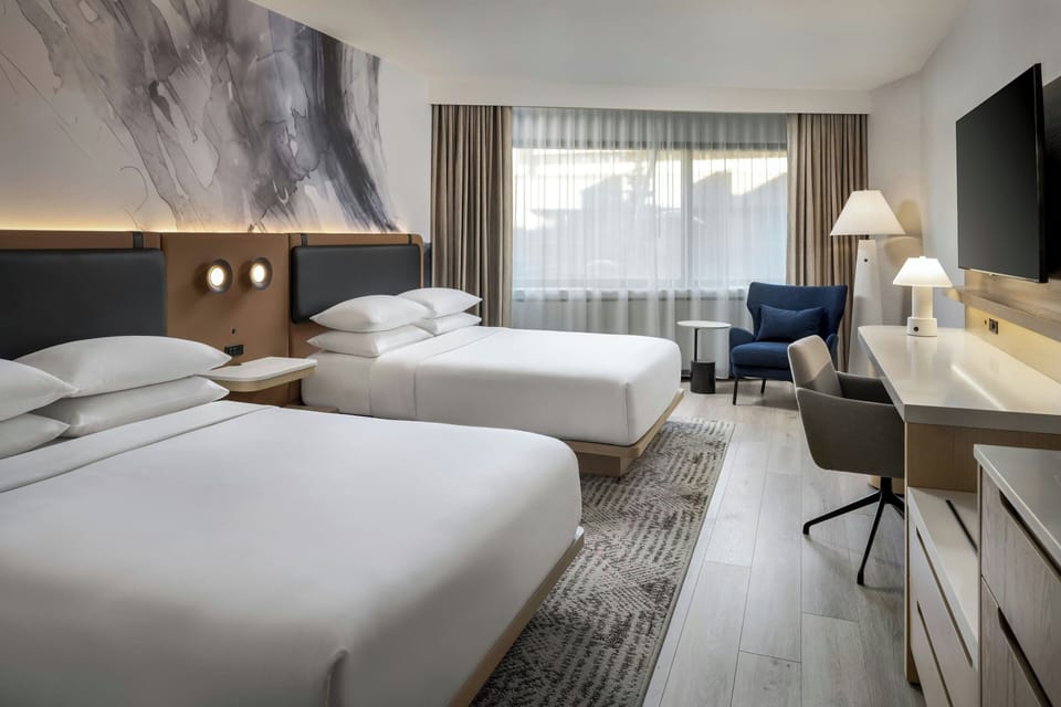 Room, 2 Queen Beds | 1 bedroom, desk, blackout drapes, iron/ironing board