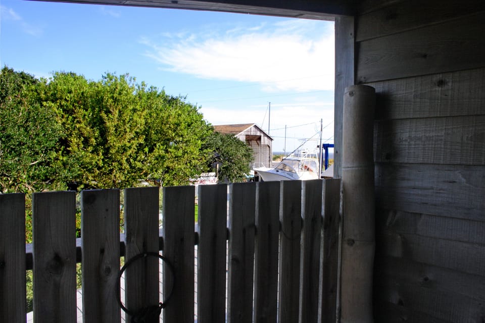 View of the harbor from the bedroom deck.