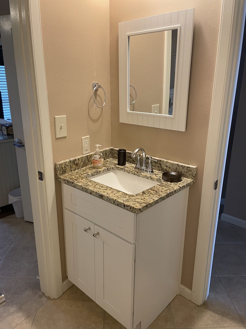 Granite Top Vanity in 2nd Bathroom with Cabinet