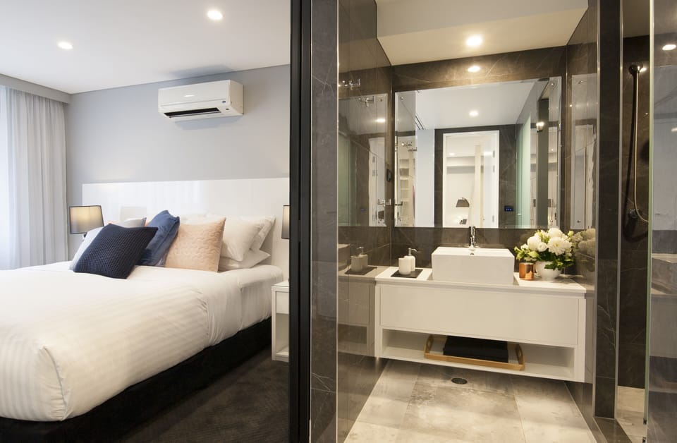 Crown Suite | Premium bedding, pillowtop beds, desk, laptop workspace
