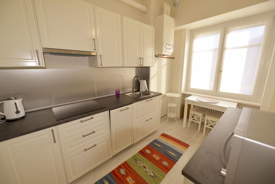 Apartment, 1 Bedroom | Private kitchen | Fridge, microwave, cookware/dishes/utensils