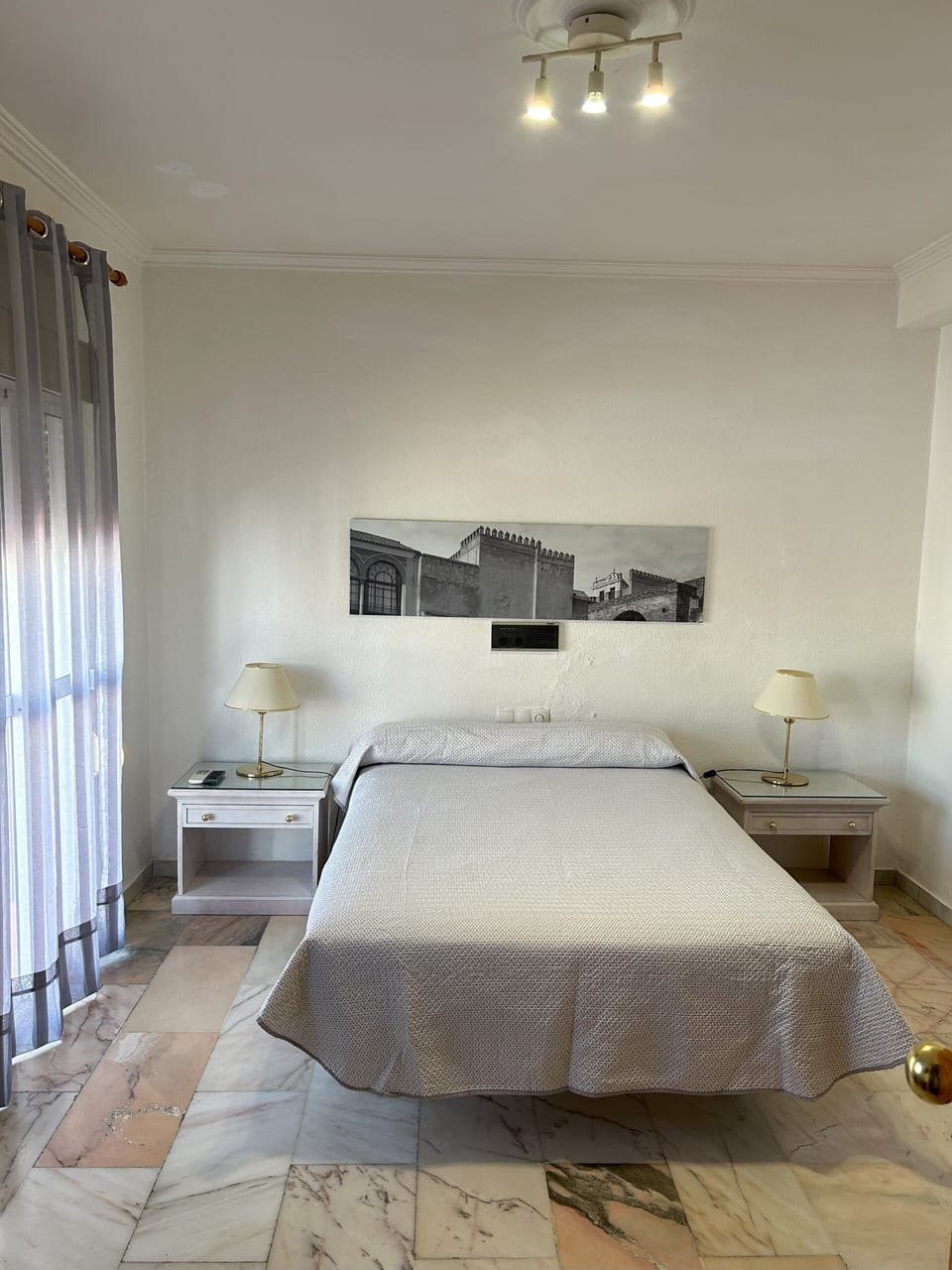 1 bedroom, desk, blackout drapes, iron/ironing board